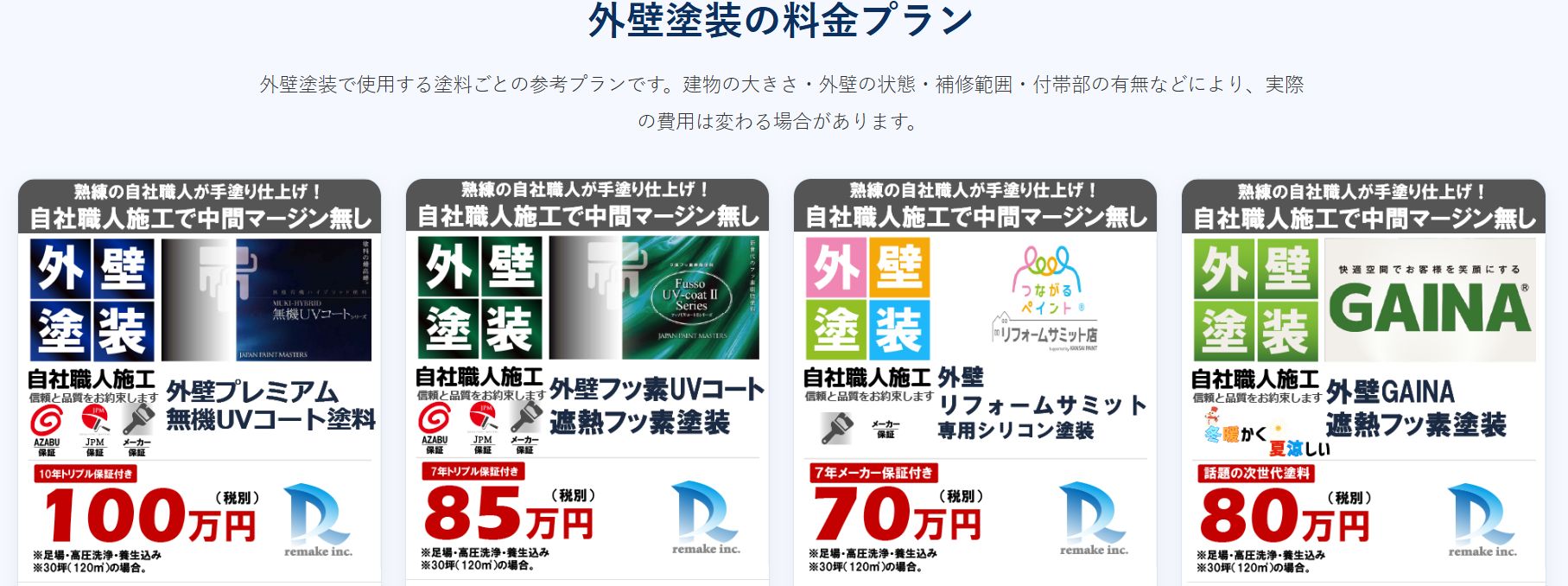 (株)リメイク秦野本店の料金は?
